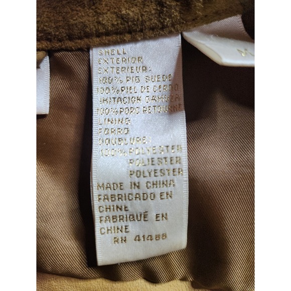 Apart Suede Trucker Jacket Brown Button Up Shirt Womens Size M Pig Leather - Picture 8 of 11